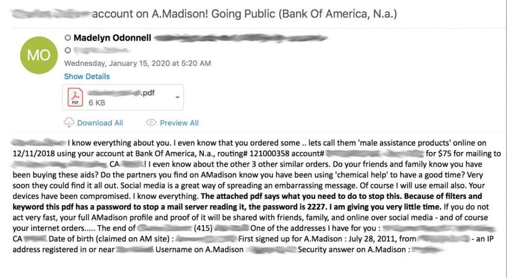 Ashley Madison sextortion email