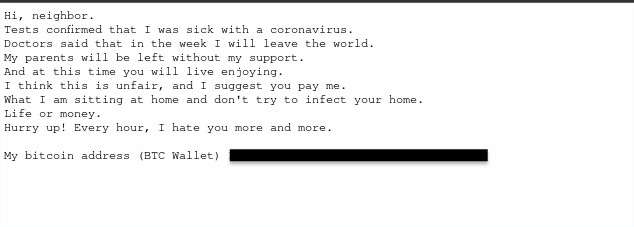 Coronavirus sextortion email