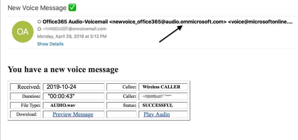 Office 365 phishing attacks - The voice message attack