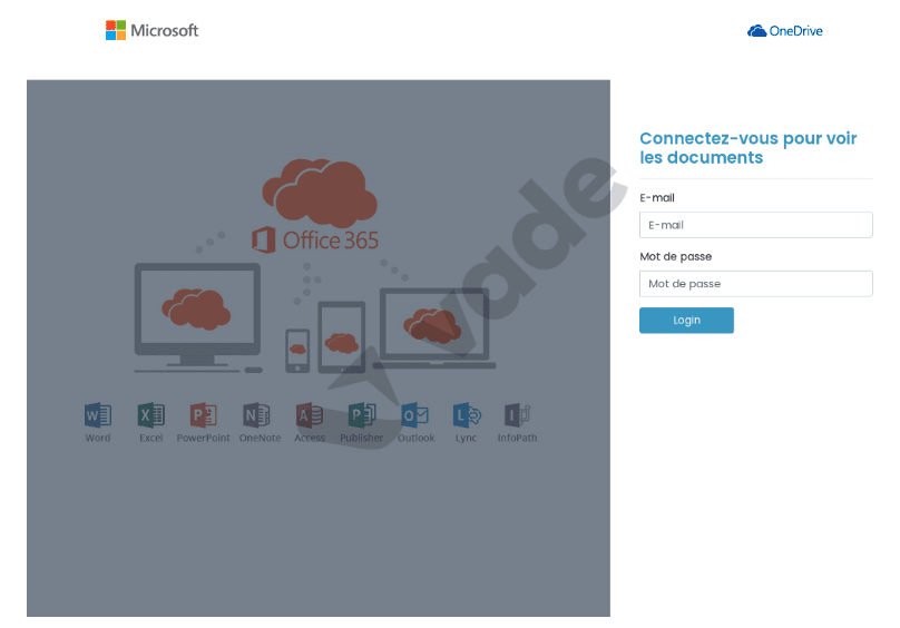 Ransomware prevention - Phishing page impersonating Microsoft's productivity suite