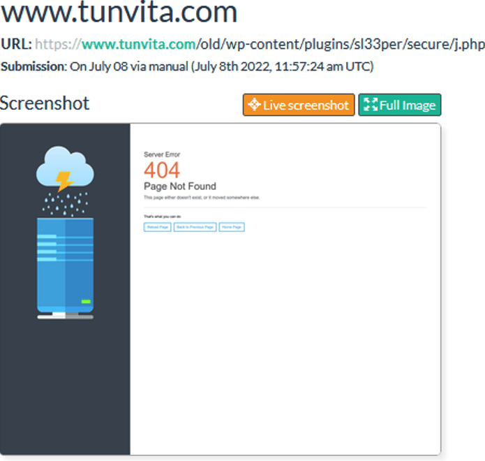 Cyberthreat analysis – scan result - URLScan.io