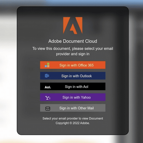 Phishing email analysis – Adobe phishing page