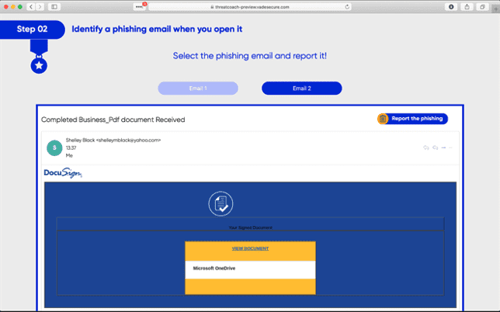 Phishing training – Phishing email exercise in Vade Threat Coach™