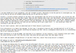 Sextortion scam email example