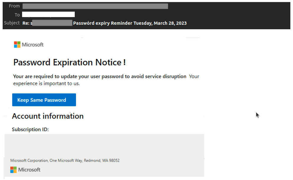 Spear phishing vs phishing – Microsoft 365 phishing email 