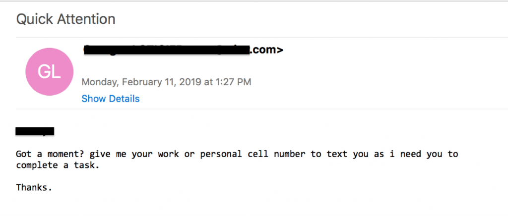 Spear phishing email - subject line